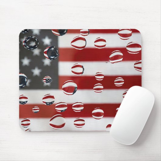 Amerikanische Flagge mit Wassertropfen Mousepad (Mit Mouse)
