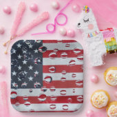 Amerikanische Flagge mit Wassertropfen Pappteller (Party)