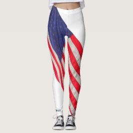 Amerikanische Flagge mit weißem Hintergrund mit Na Leggings