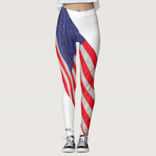 Amerikanische Flagge mit weißem Hintergrund mit Na Leggings