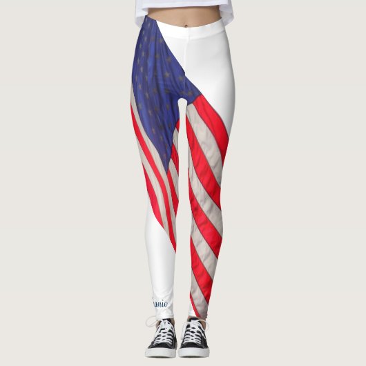 Amerikanische Flagge mit weißem Hintergrund mit Na Leggings (Vorderseite)