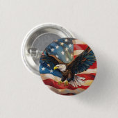 Amerikanische Flagge mit Weißkopfseeadler Button (Vorne & Hinten)