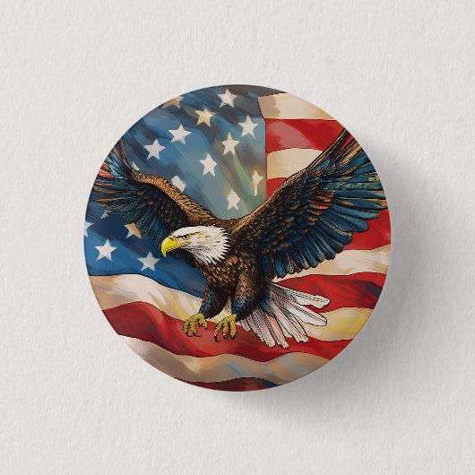 Amerikanische Flagge mit Weißkopfseeadler Button (Vorderseite)