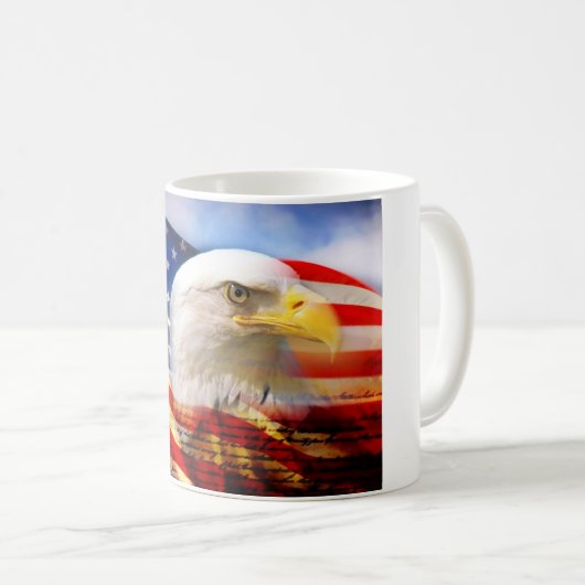 Amerikanische Flagge mit Weißkopfseeadler Kaffeetasse (VorderseiteRechts)