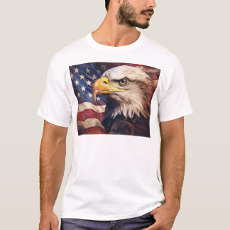Amerikanische Flagge mit Weißkopfseeadler-Kopf T-Shirt