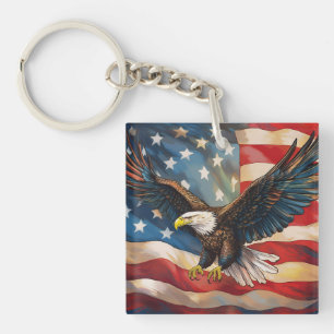 Amerikanische Flagge mit Weißkopfseeadler Schlüsselanhänger