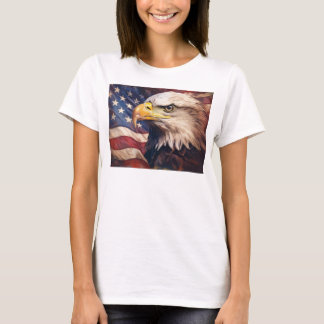 Amerikanische Flagge mit Weißkopfseeadlerkopf T-Shirt