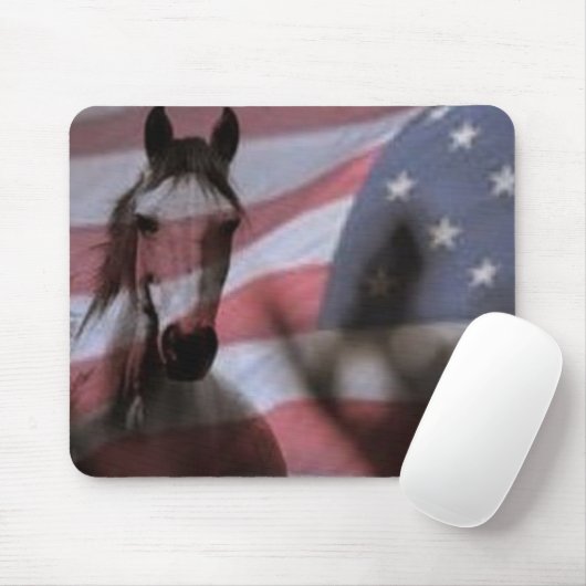 Amerikanische Flagge mit Wildpferd Mousepad (Mit Mouse)