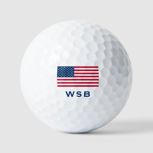 Amerikanische Flagge Monogram Golf Balls Golfball (Vorderseite)