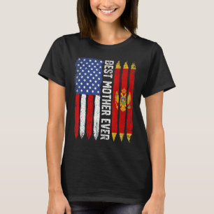 Amerikanische Flagge Montenegro Flagge Beste Mutte T-Shirt