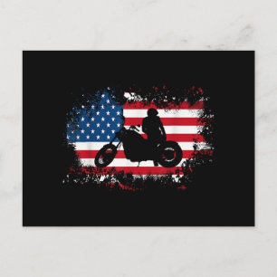 Amerikanische Flagge Motorrad Funny Sport Lover Feiertagspostkarte