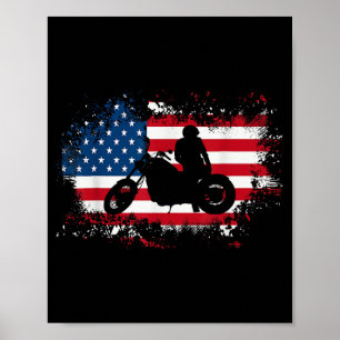 Amerikanische Flagge Motorrad Funny Sport Lover Poster