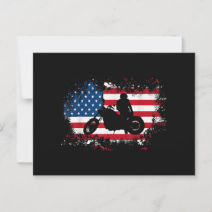 Amerikanische Flagge Motorrad Funny Sport Lover Postkarte