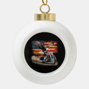 Amerikanische Flagge Motorrad T-Shirt USA-Flagge B Keramik Kugel-Ornament