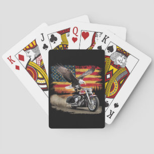 Amerikanische Flagge Motorrad T-Shirt USA-Flagge B Spielkarten