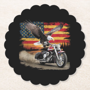 Amerikanische Flagge Motorrad T-Shirt USA-Flagge B Untersetzer