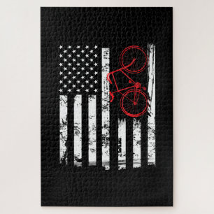 Amerikanische Flagge - Mountainbike- und Radsport Puzzle