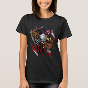 Amerikanische Flagge Muskulöser Weißkopfseeadler F T-Shirt