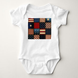 Amerikanische Flagge, Muster Nahtloses Muster. Baby Strampler