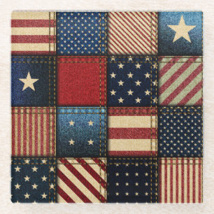 Amerikanische Flagge, Muster Nahtloses Muster. Glasuntersetzer