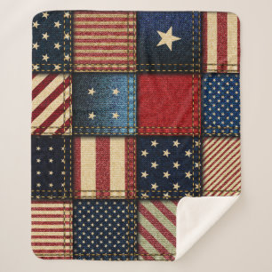 Amerikanische Flagge, Muster Nahtloses Muster. Sherpadecke