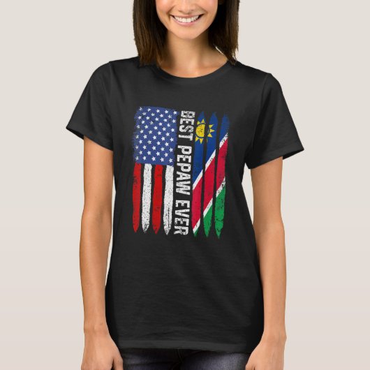 Amerikanische Flagge Namibia Flag Beste Pepaw-Fami T-Shirt (Vorderseite)