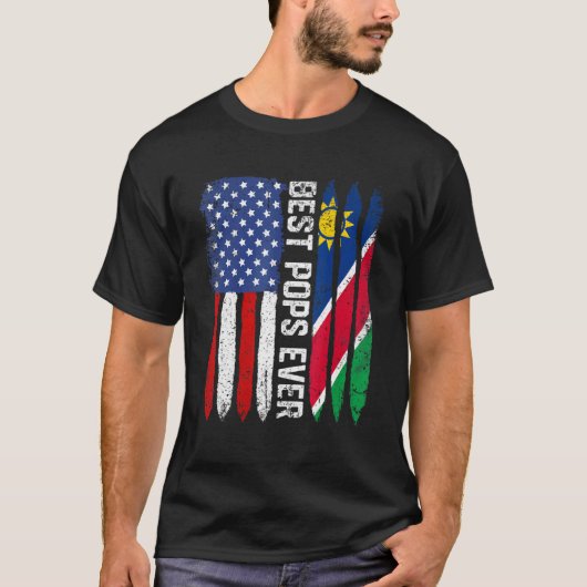 Amerikanische Flagge Namibia Flag Beste Pop je Fam T-Shirt (Vorderseite)