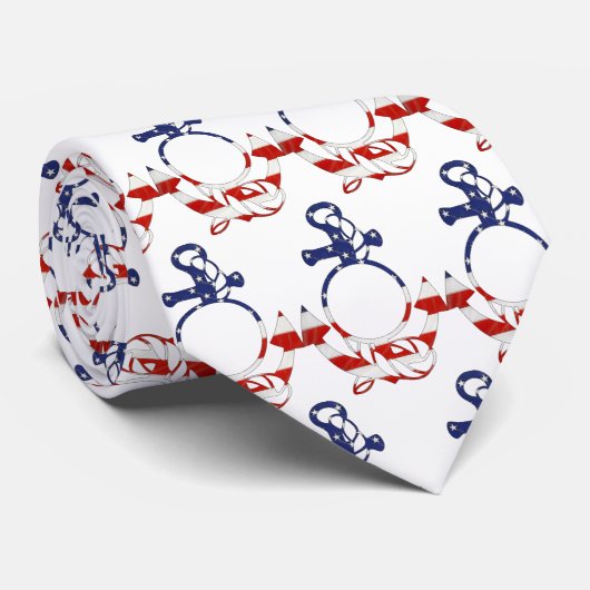 Amerikanische Flagge Nautic Anchor Neck Tie Krawatte (Gerollt)