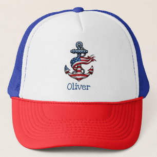 Amerikanische Flagge NauticalAnchor Truckerkappe