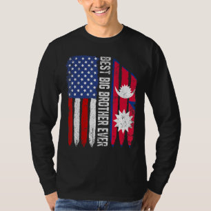 Amerikanische Flagge Nepal Flag Bester großer Brud T-Shirt