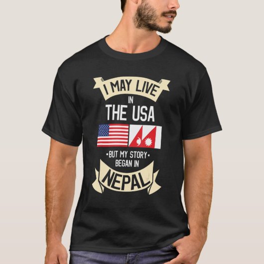 Amerikanische Flagge Nepals Nepaliswurzeln T-Shirt (Vorderseite)