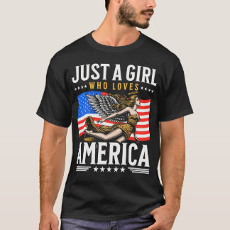 Amerikanische Flagge nur ein Mädchen, das Amerika T-Shirt