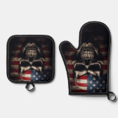 Amerikanische Flagge Ofenhandschuh & Topflappen-Set (Vorderseite)