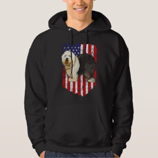 Amerikanische Flagge Old English Sheepdog 4. Juli Hoodie
