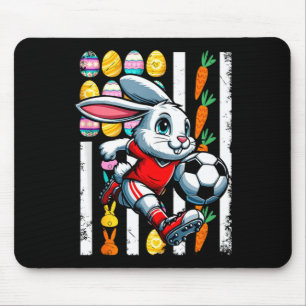 Amerikanische Flagge Ostereier Hase spielt Fußball Mousepad
