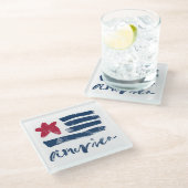 Amerikanische Flagge Paintstrokes Glasuntersetzer (Schrägansicht)