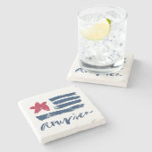 Amerikanische Flagge Paintstrokes Steinuntersetzer (Seitenansicht)