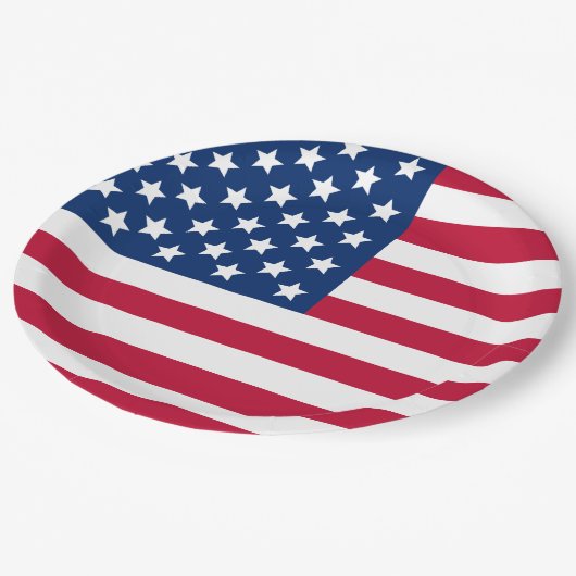 Amerikanische Flagge Pappteller (Schrägansicht)
