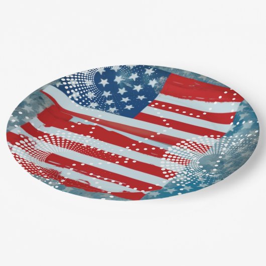 Amerikanische Flagge Pappteller (Schrägansicht)