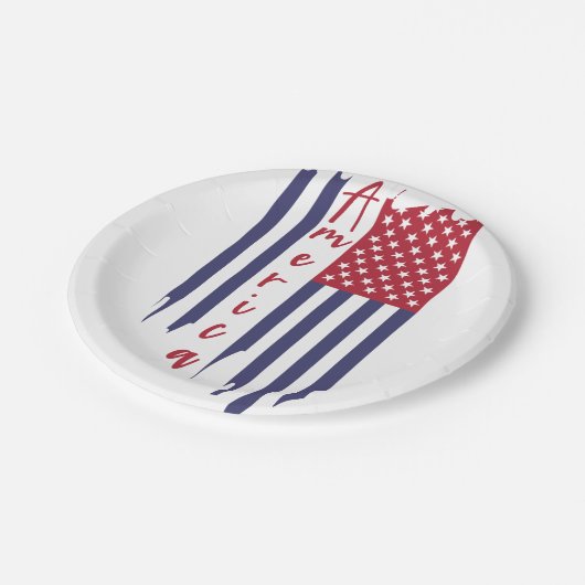Amerikanische Flagge Pappteller (Schrägansicht)