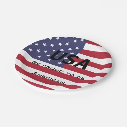 Amerikanische Flagge Pappteller (Schrägansicht)