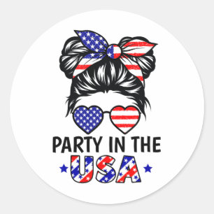 Amerikanische Flagge Party in den USA 4. Juli Patr Runder Aufkleber
