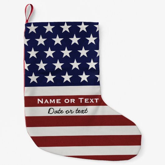 Amerikanische Flagge Patriotic 4. Juli Custom Kleiner Weihnachtsstrumpf (Vorderseite)