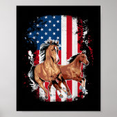 Amerikanische Flagge Patriotic Horse Reitferien Poster (Vorne)