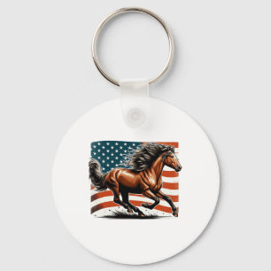 Amerikanische Flagge Patriotic Horse Reitferien Schlüsselanhänger