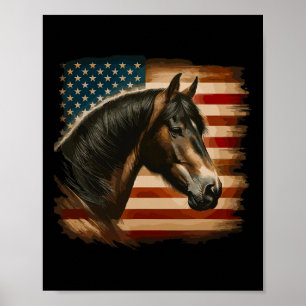 Amerikanische Flagge Patriotic Horseback Reitsport Poster