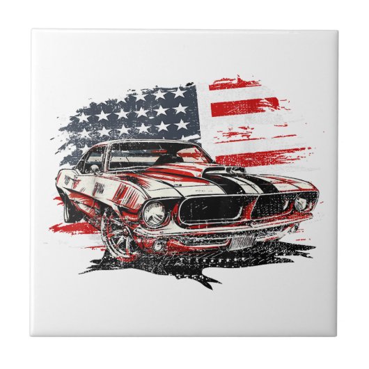 Amerikanische Flagge Patriotisch Fliese (Vorderseite)