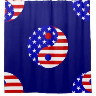 amerikanische Flagge patriotisch Yin Yang Sterne S Duschvorhang