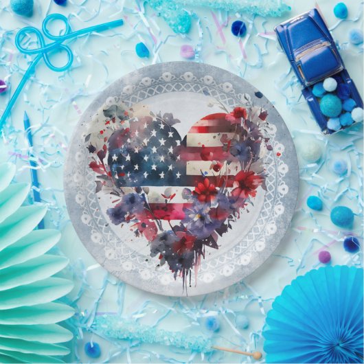 Amerikanische Flagge patriotische 4. Juli Unabhäng Pappteller (Party)