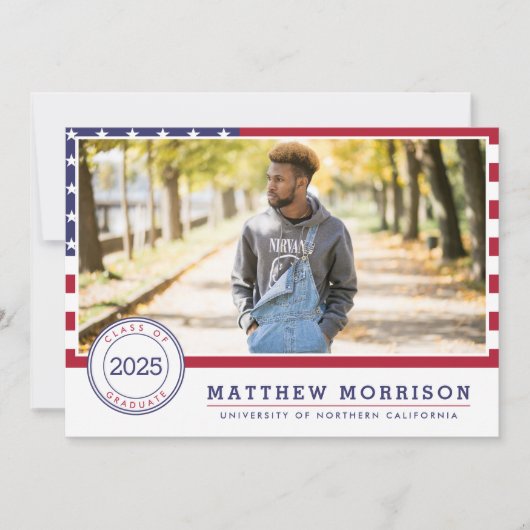 Amerikanische Flagge | Patriotische Foto Graduatio Einladung (Vorderseite)